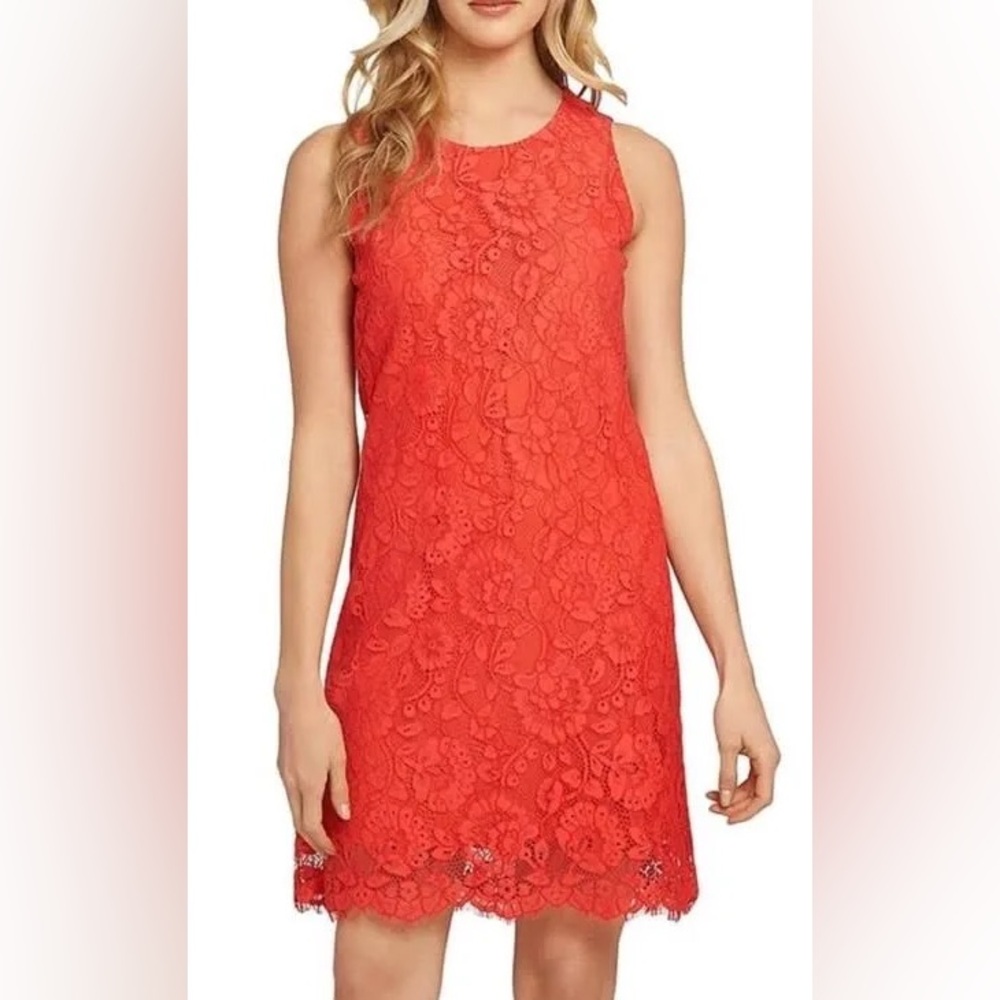 CeCe Vibrant Red Lace Dress
